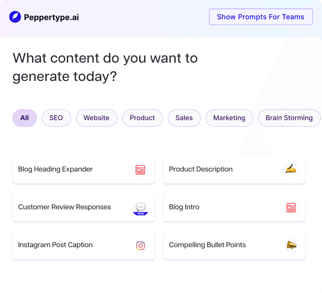 Screenshot of PeppertypeAI product